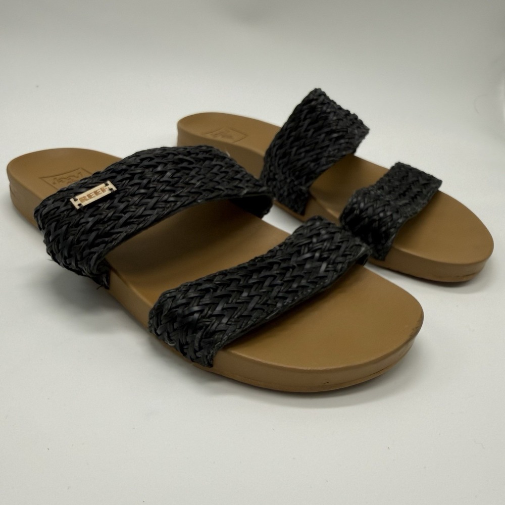 Reef Womens Cushion Vista ll Black Braid Sandal Size 8 EUC Beach Vacation - Picture 3 of 7